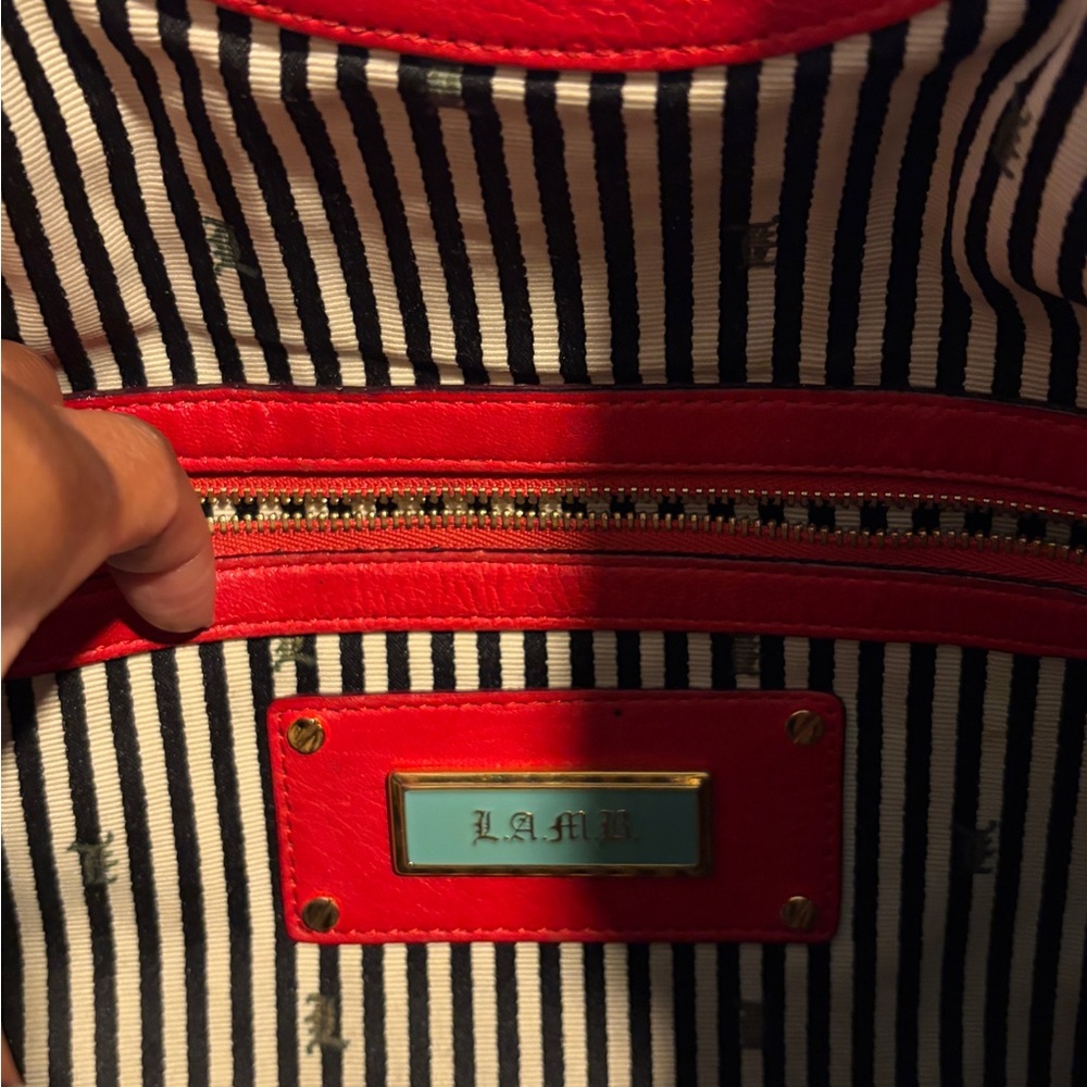 L.A.M.B. Red and Black Striped Interior Bag - Picture 3 of 4